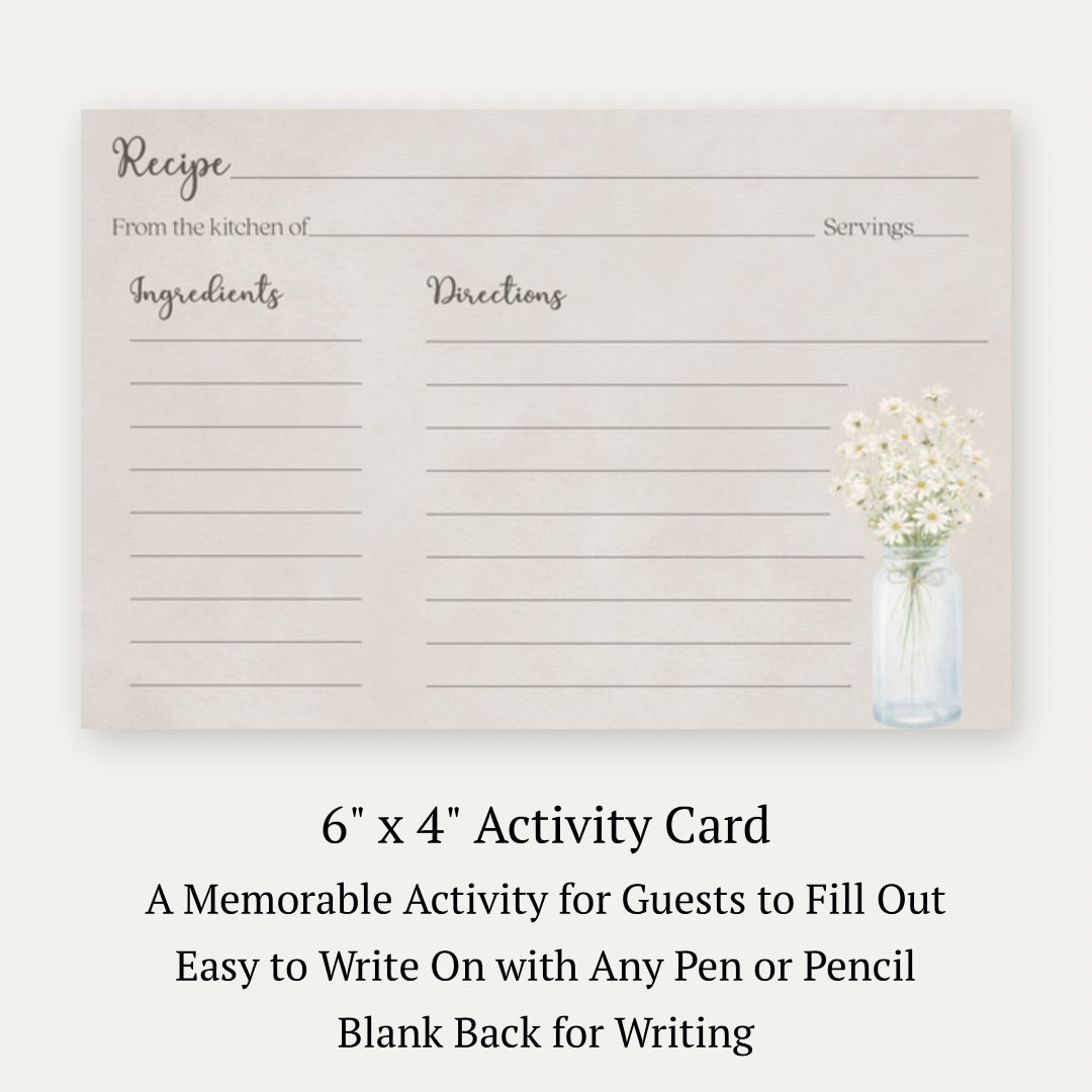 Country Mason Jar Recipe Card