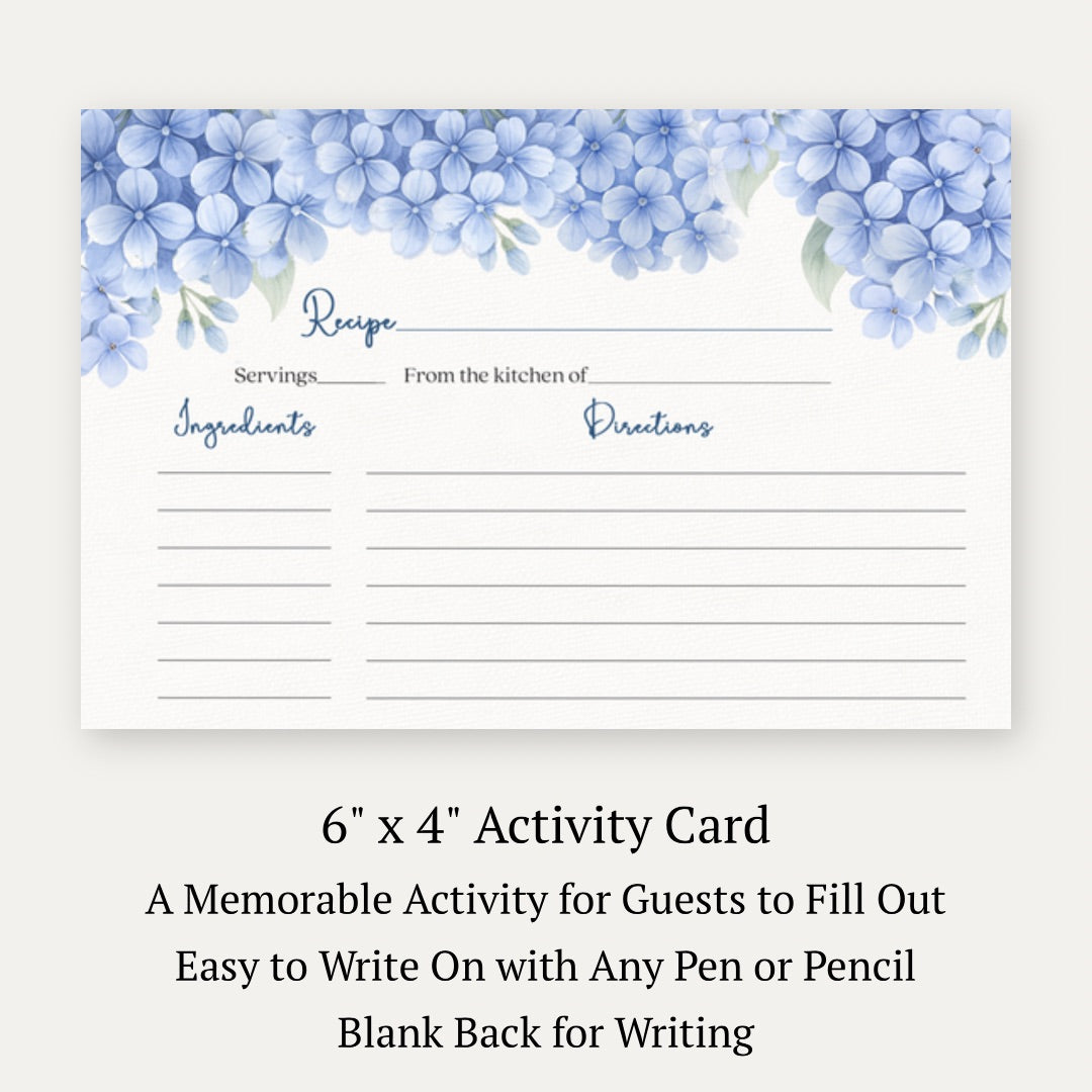 Hydrangea Blue Recipe Card