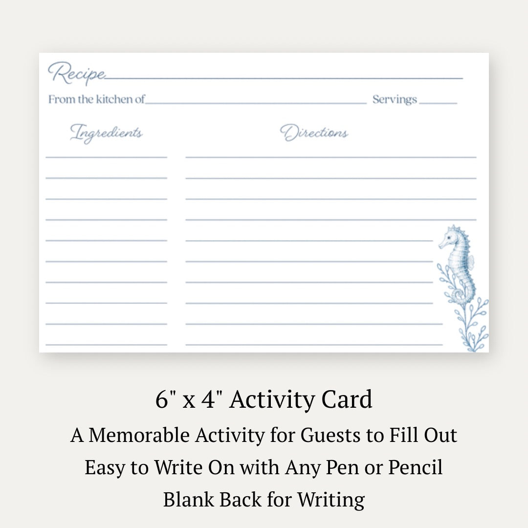 Coastal Bridal Shower Recipe Card