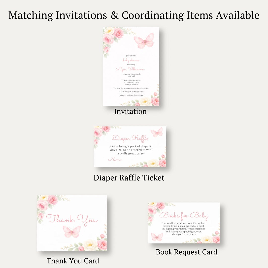 Butterfly Diaper Raffle Ticket