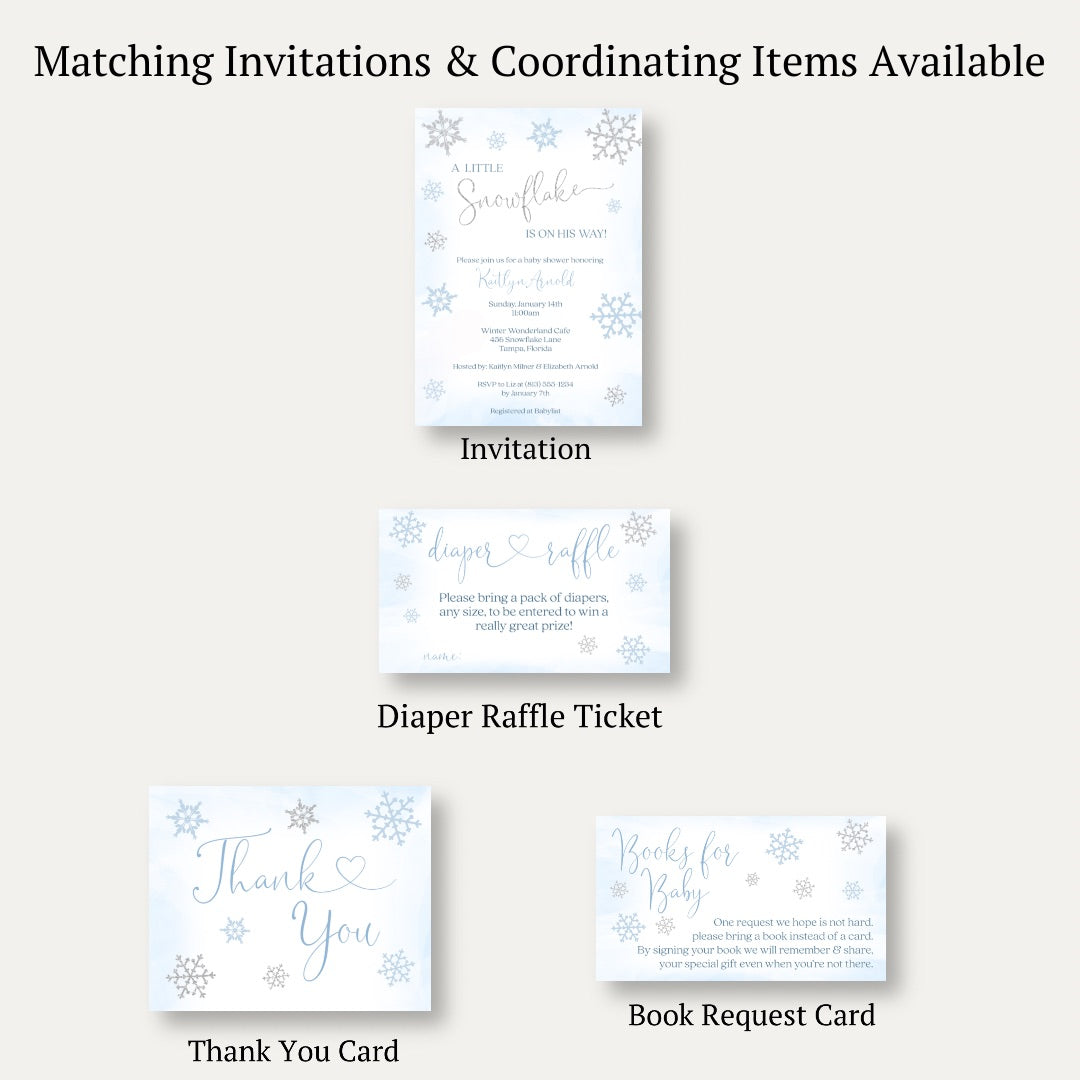 Little Snowflake Blue Diaper Raffle Ticket