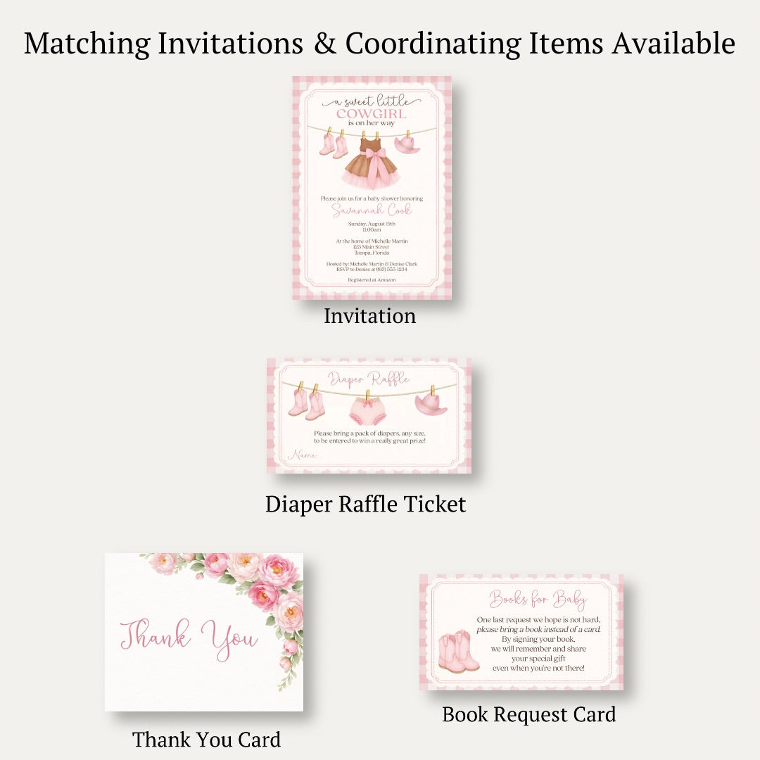 Cowgirl Baby Diaper Raffle Ticket