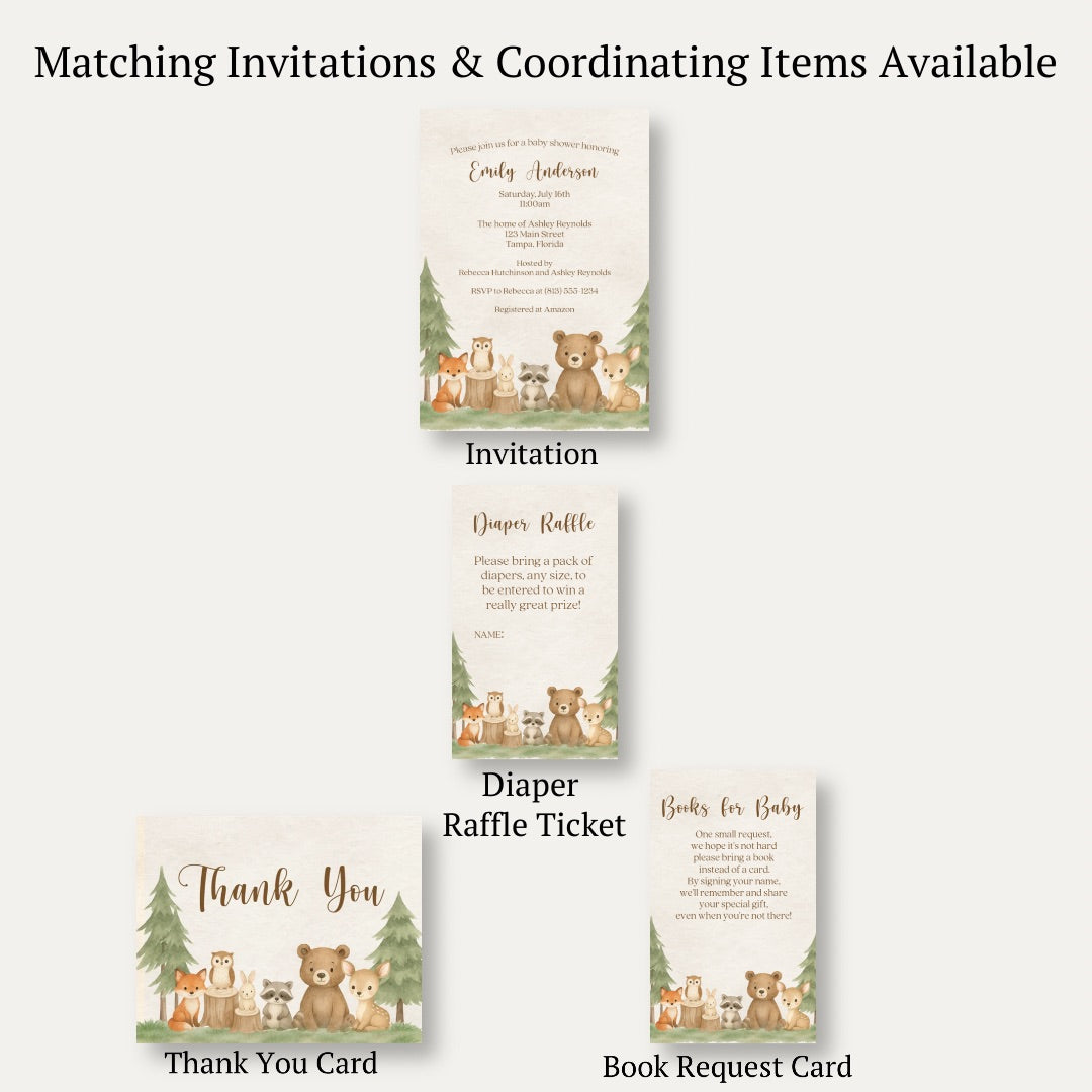 Woodland Animals Diaper Raffle Ticket