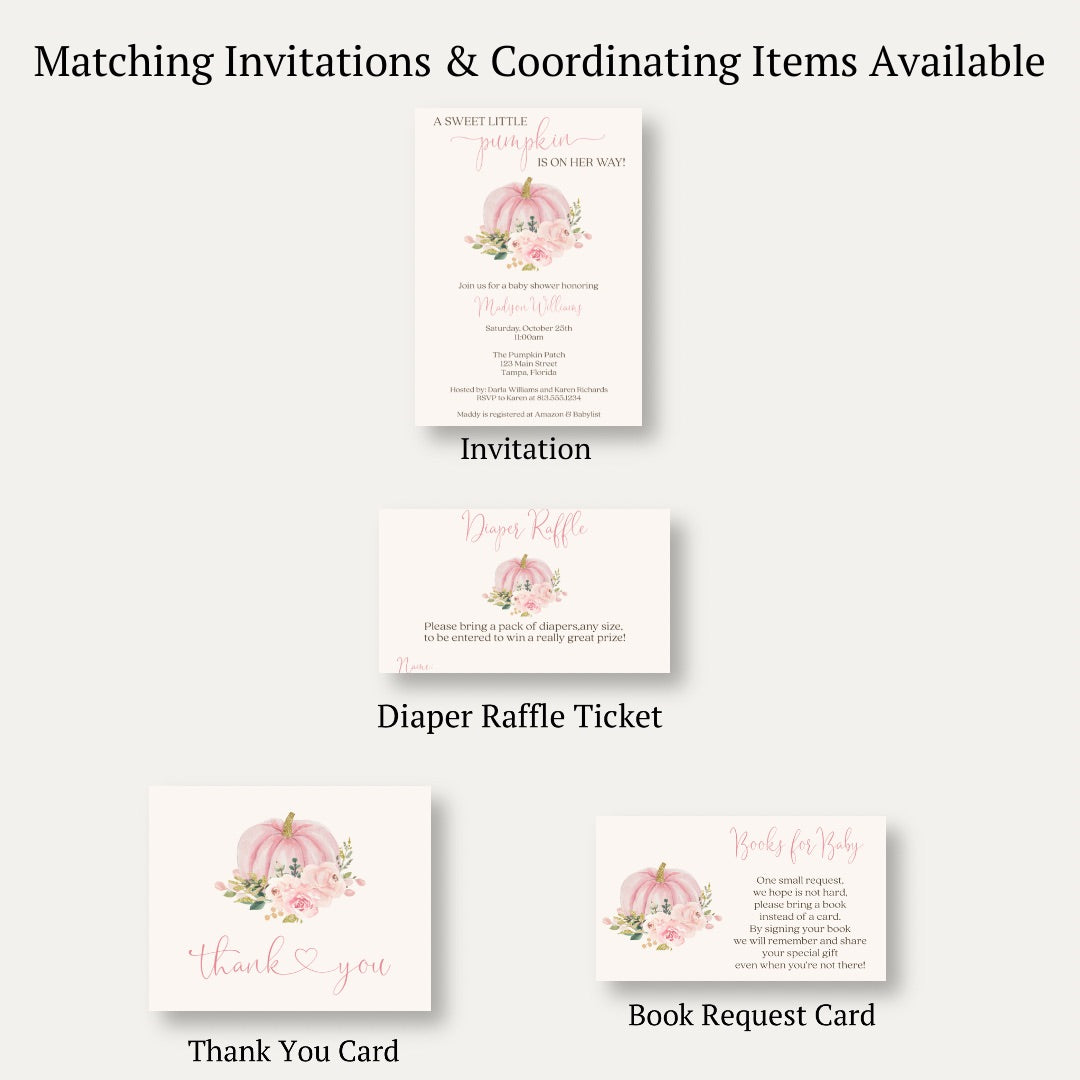 Painted Pumpkin Pink Diaper Raffle Ticket