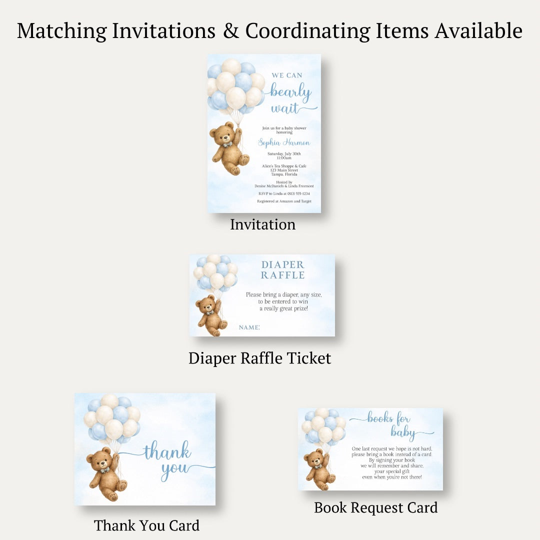 Bearly Wait Blue Diaper Raffle Ticket