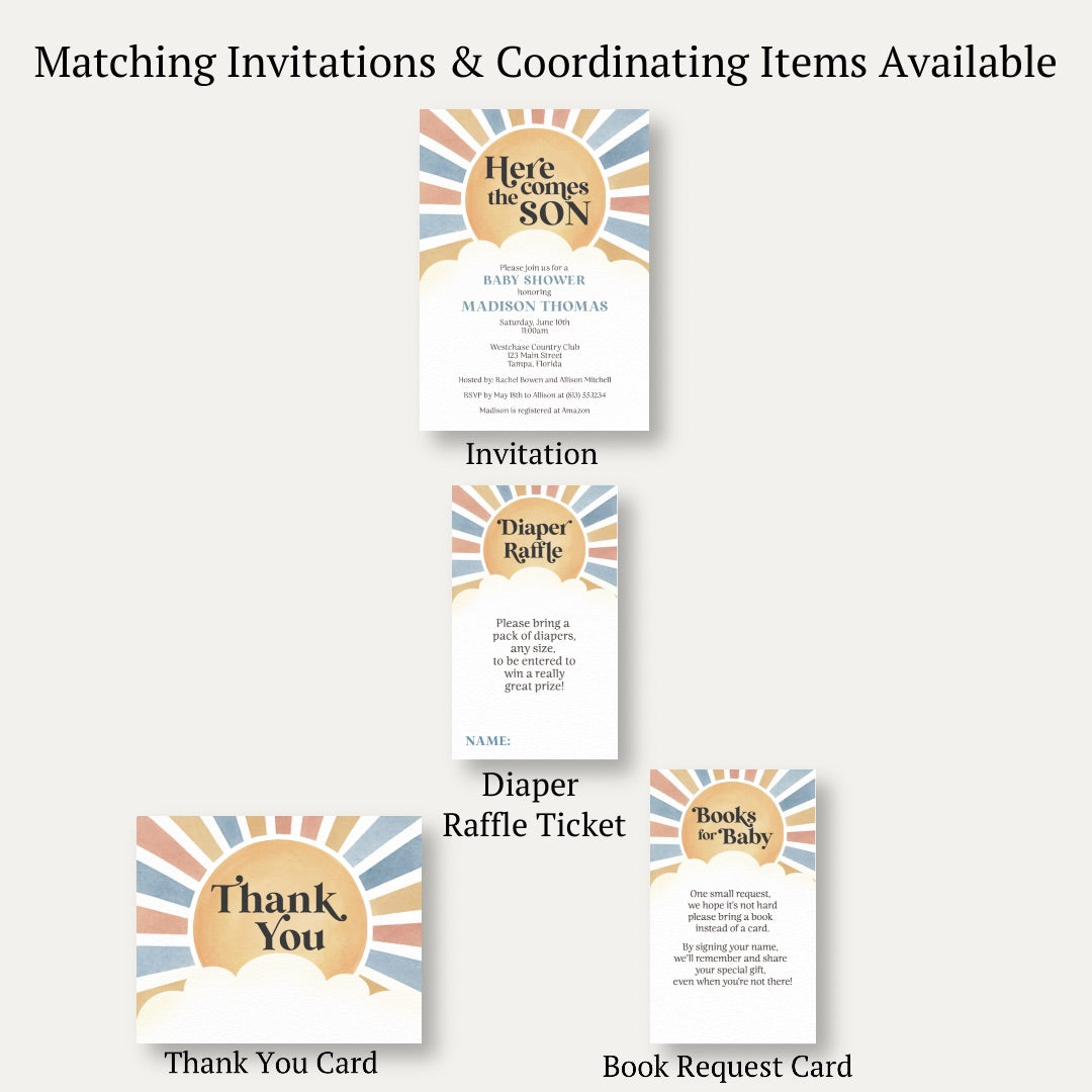 Here Comes the Son Diaper Raffle Ticket