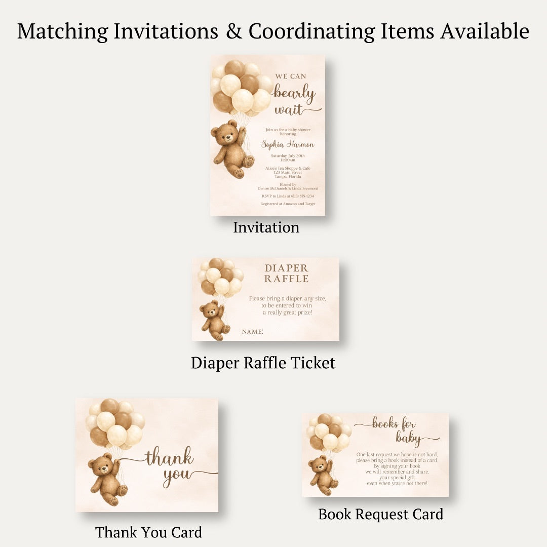 Bearly Wait Brown Diaper Raffle Ticket