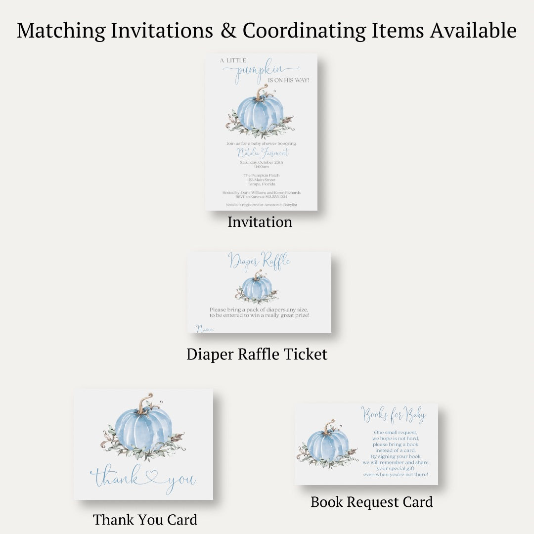 Painted Pumpkin Blue Diaper Raffle Ticket