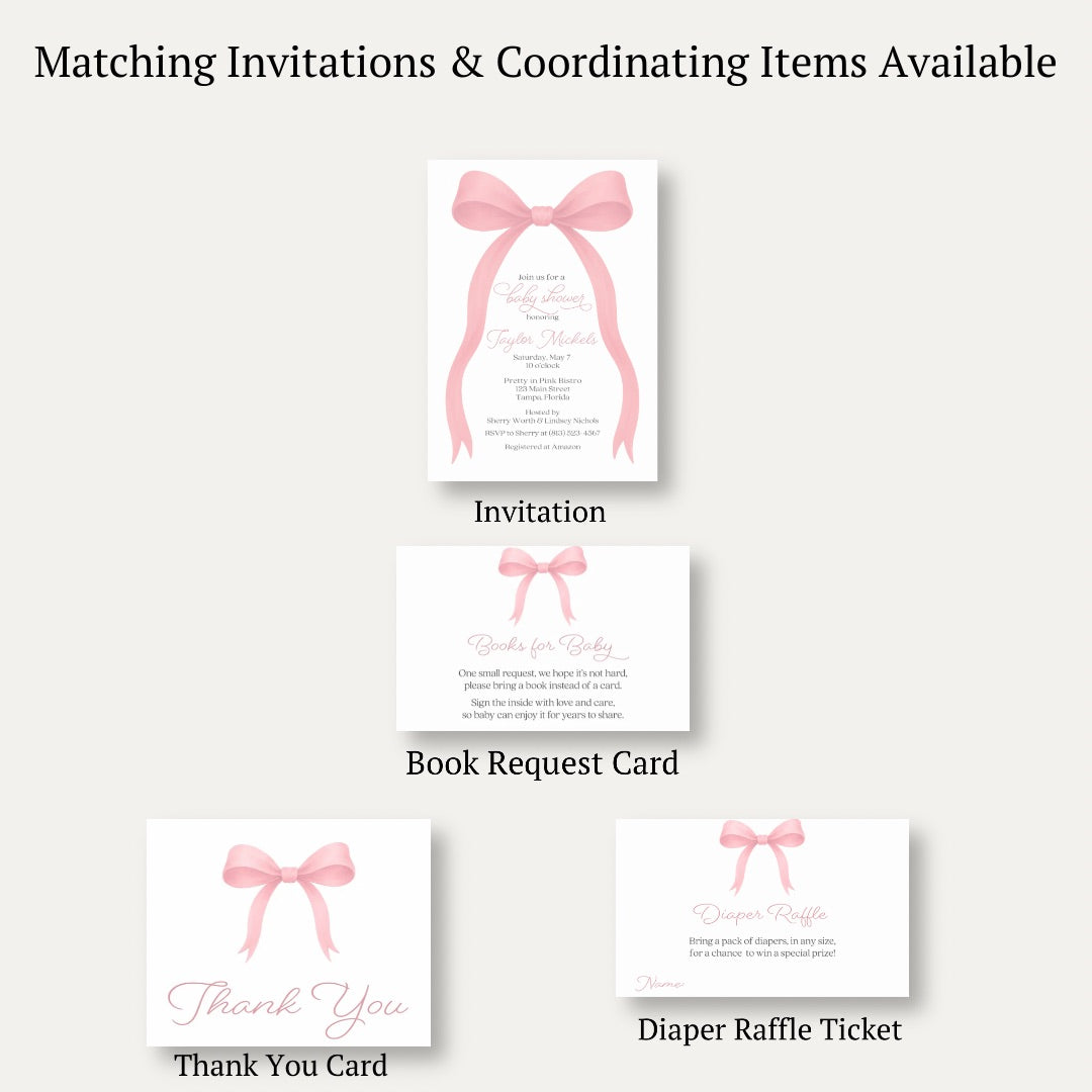 Pink Bow Baby Bring A Book Card