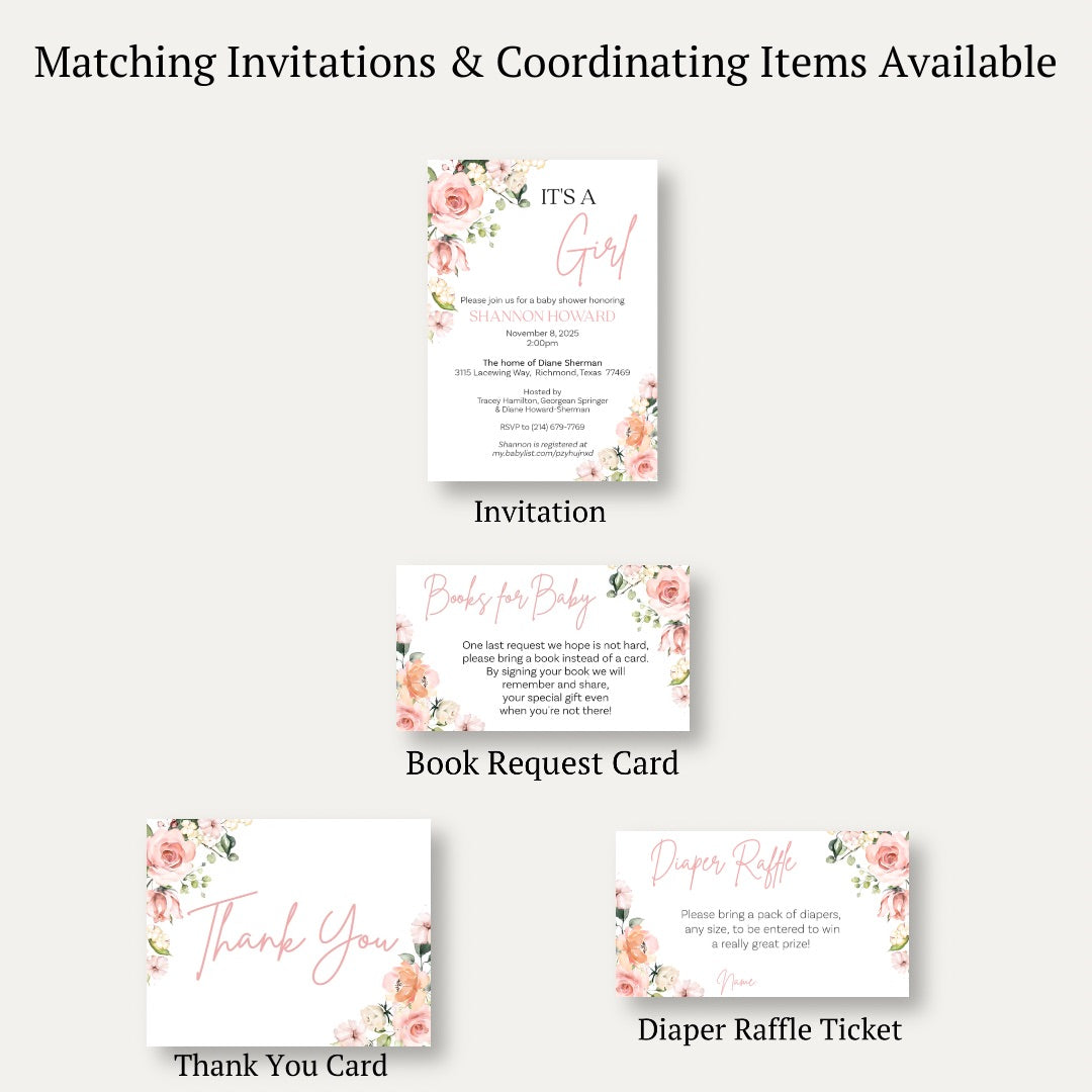 It's A Girl Floral Bring a Book Card