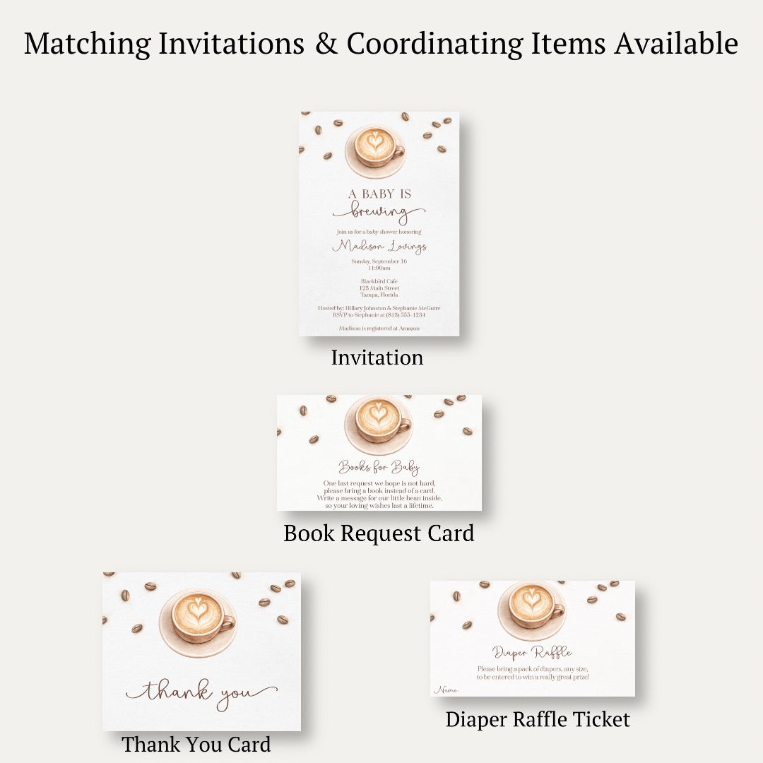 A Baby Latte is Brewing Bring A Book Insert Card