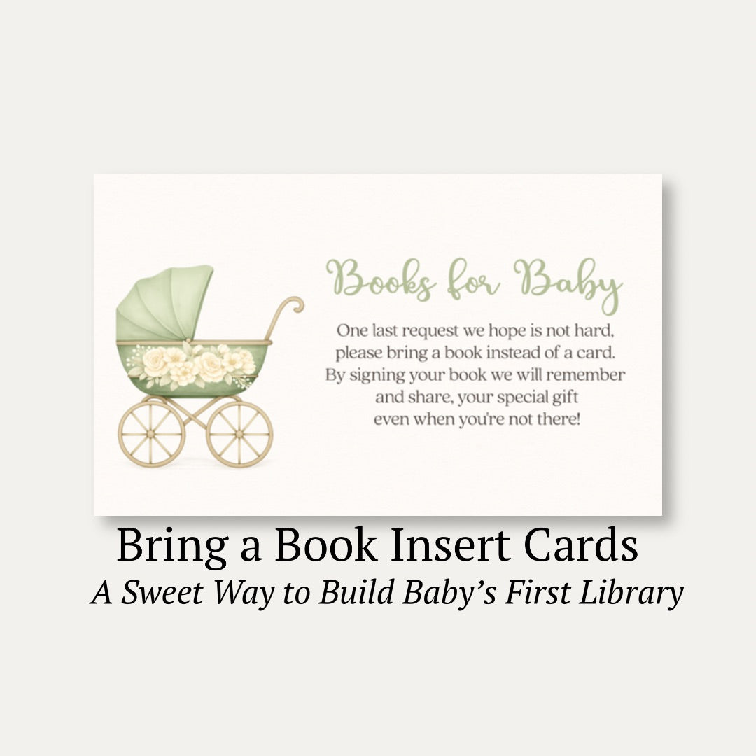 Vintage Sage & Ivory Carriage Bring A Book Card