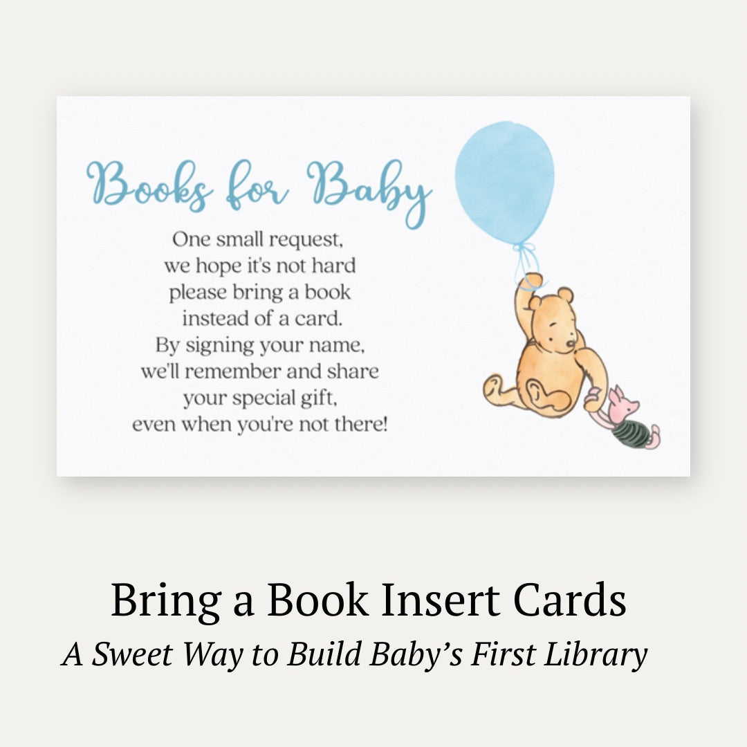 Winnie the Pooh Blue Balloon Baby Shower Insert