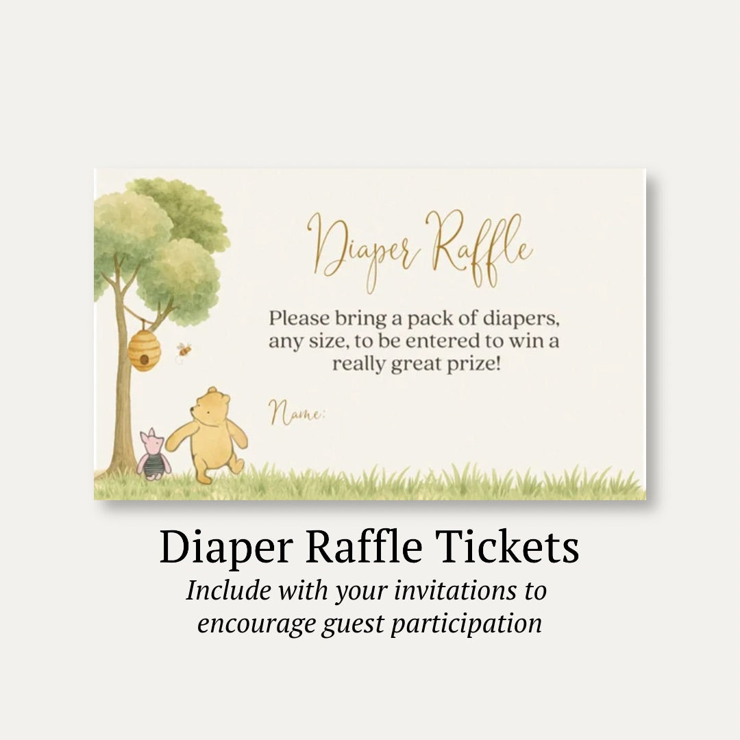 Winnie the Pooh Classic Diaper Raffle Ticket