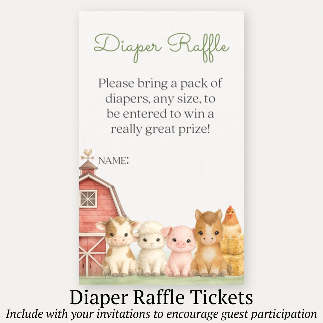 Barnyard Baby Diaper Raffle Ticket