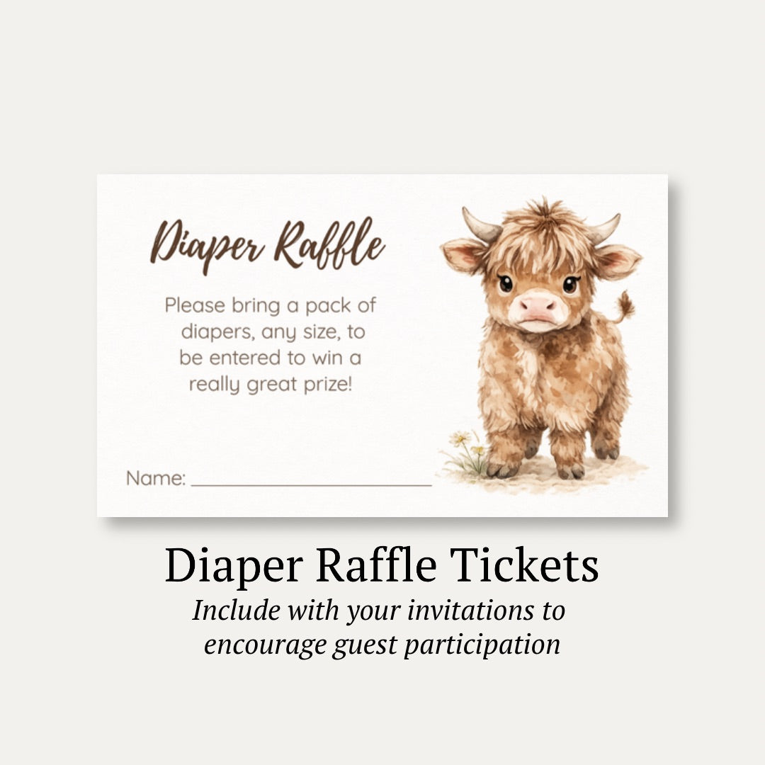 Highland Cow Diaper Raffle Ticket