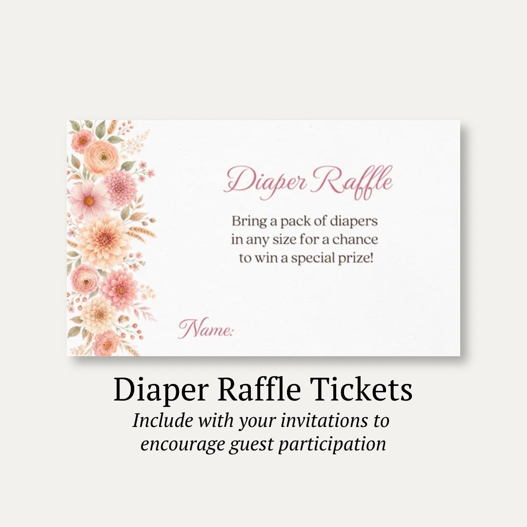 Autumn Baby in Bloom Diaper Raffle Ticket