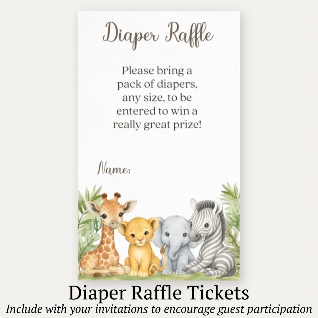 Jungle Safari Diaper Raffle Ticket