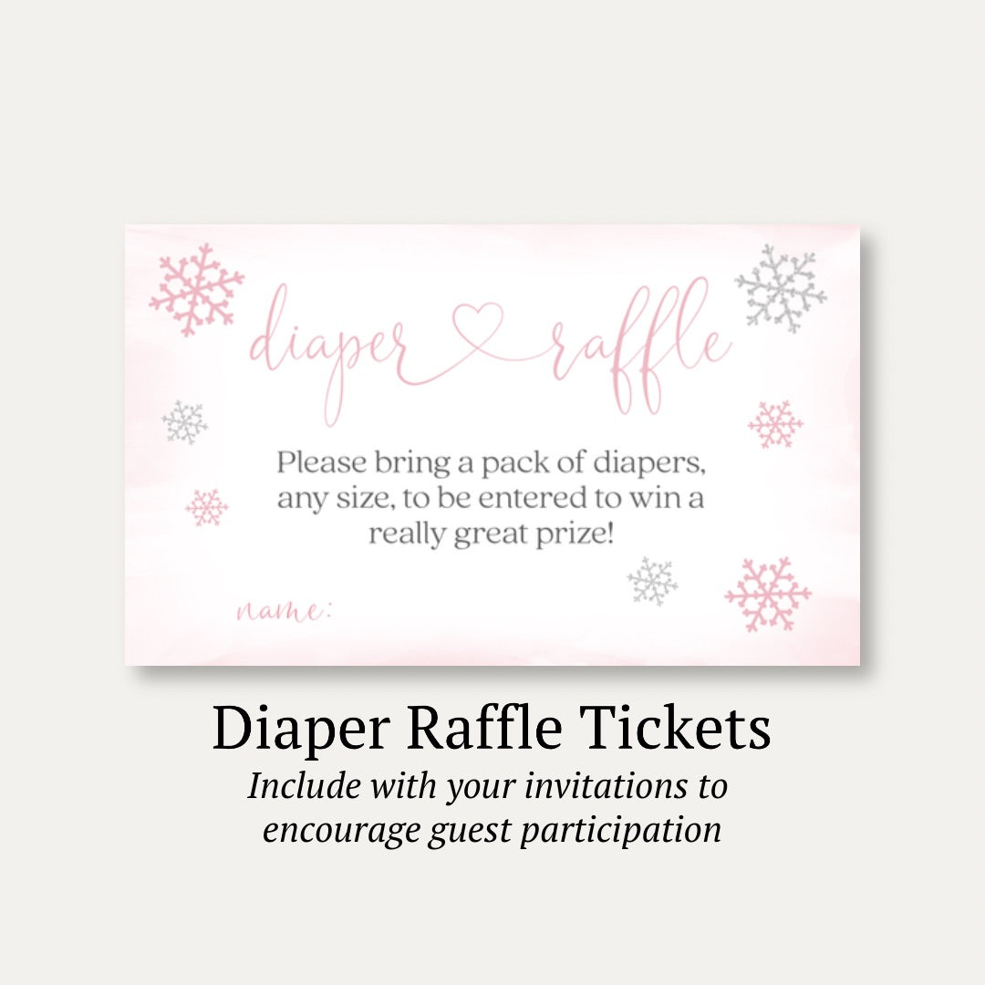 Little Snowflake Pink Diaper Raffle Ticket