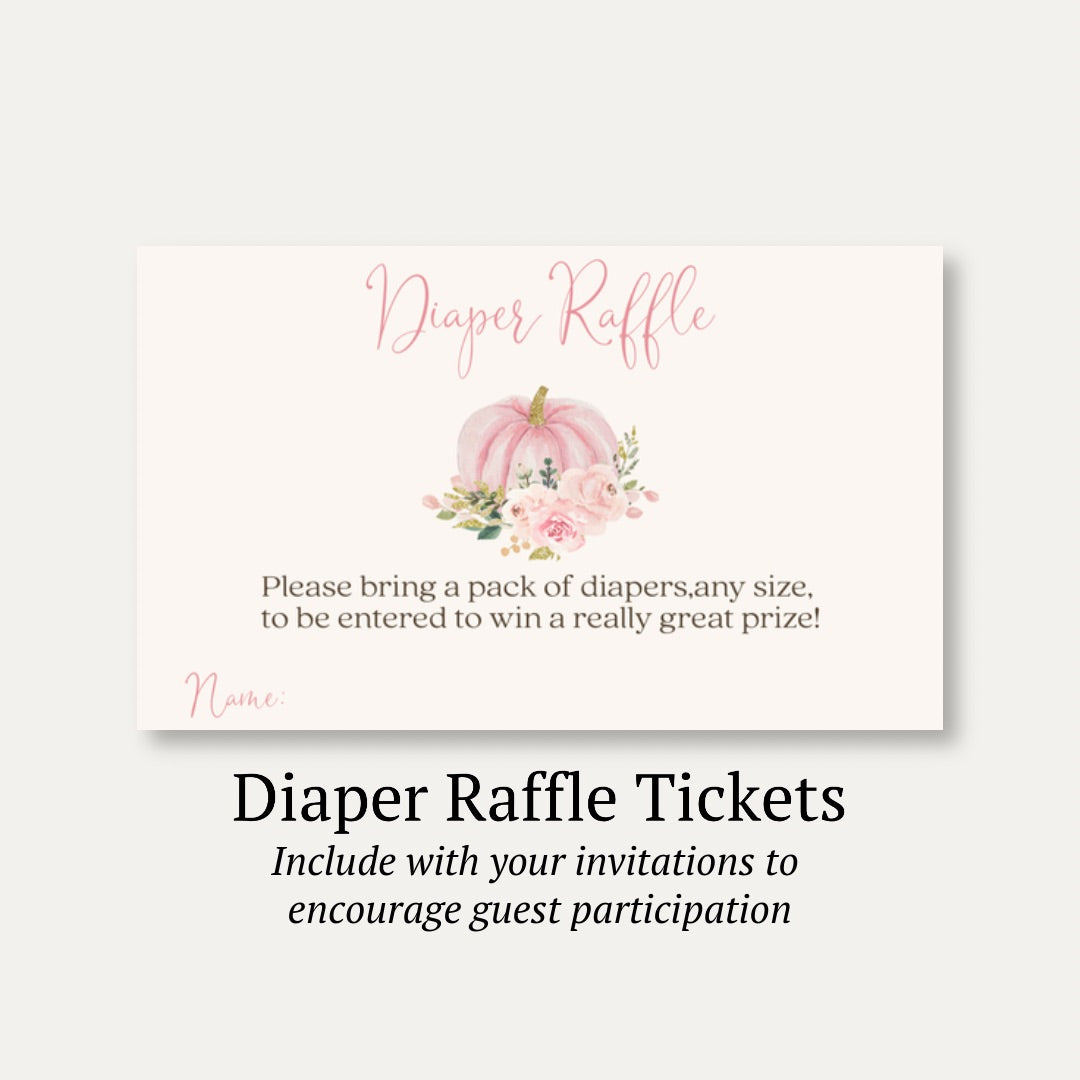 Painted Pumpkin Pink Diaper Raffle Ticket