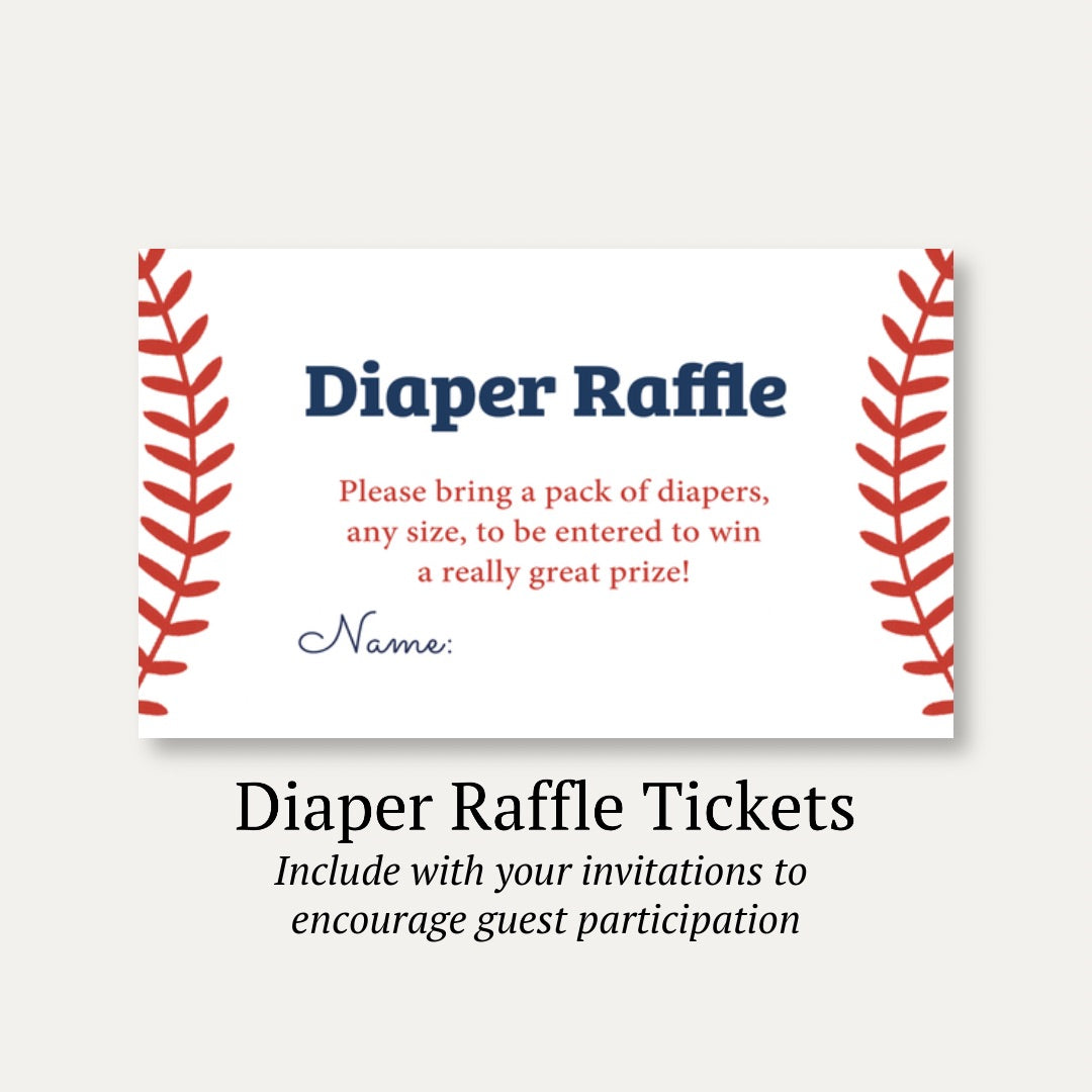 Baseball Baby Diaper Raffle Ticket