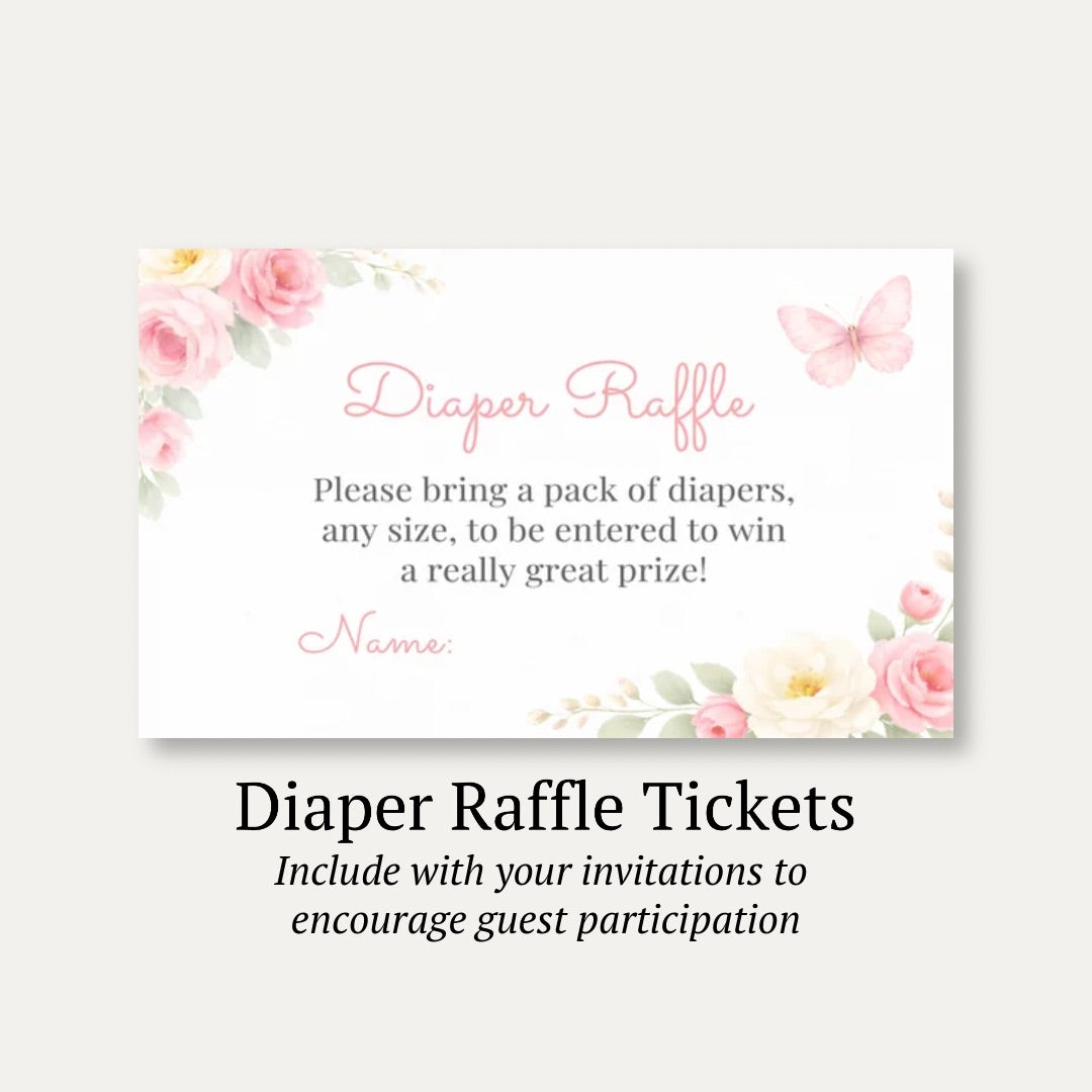 Butterfly Diaper Raffle Ticket