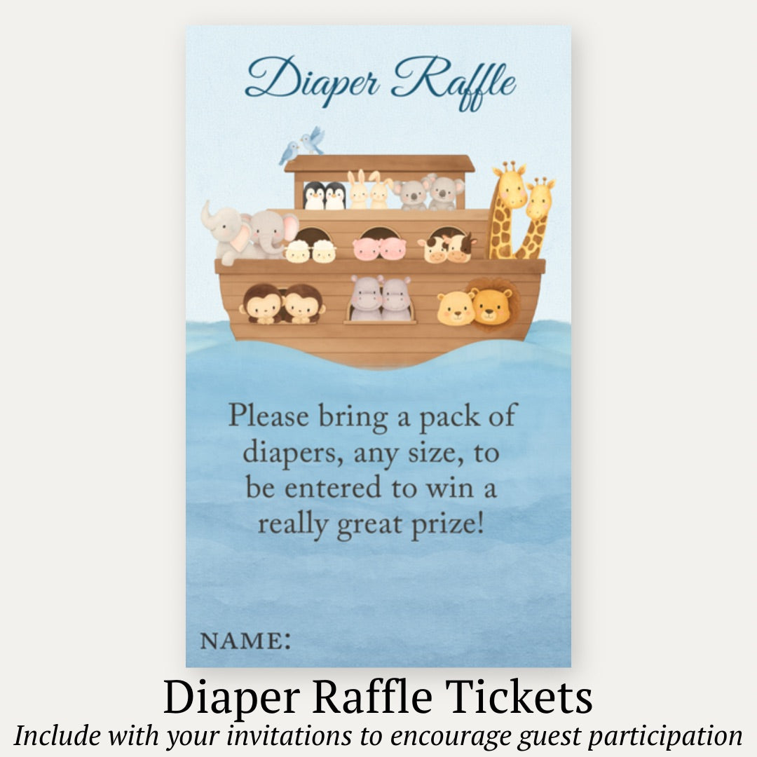 Noah's Ark Diaper Raffle Ticket – The Invite Lady