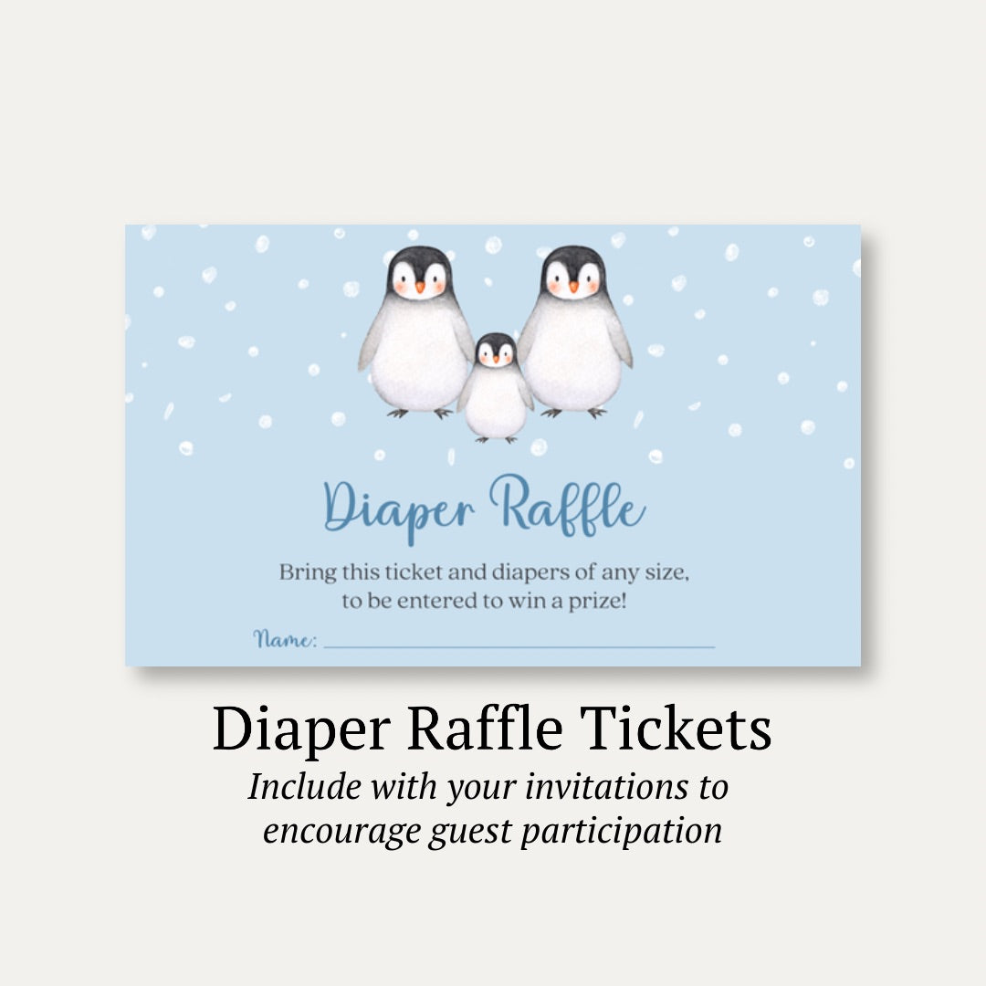 Penguin Diaper Raffle Ticket