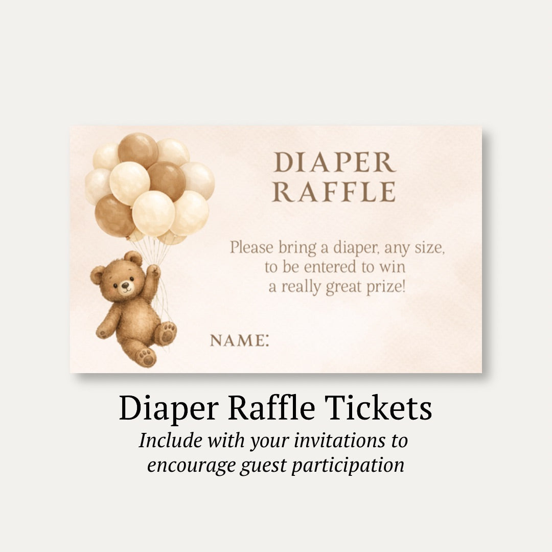 Bearly Wait Brown Diaper Raffle Ticket