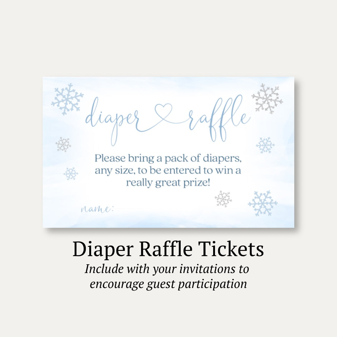 Little Snowflake Blue Diaper Raffle Ticket