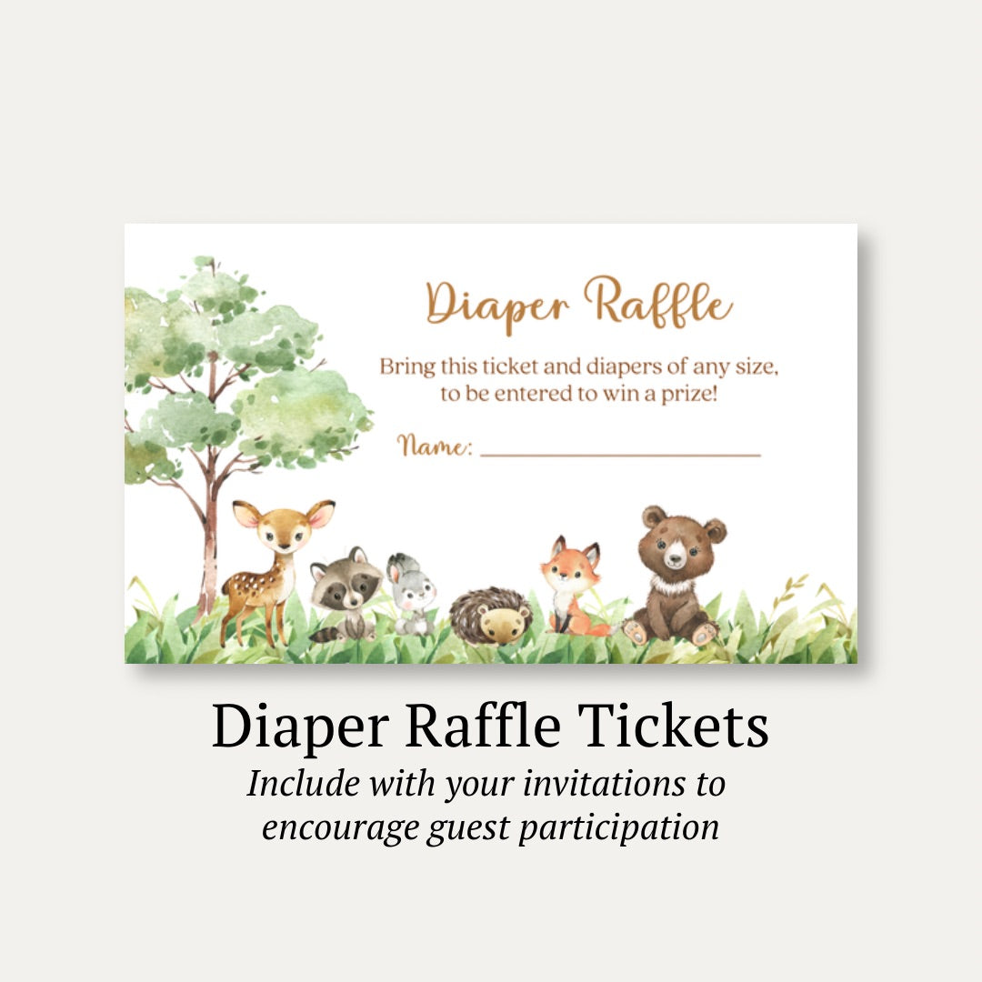 Forest Friends Diaper Raffle Ticket