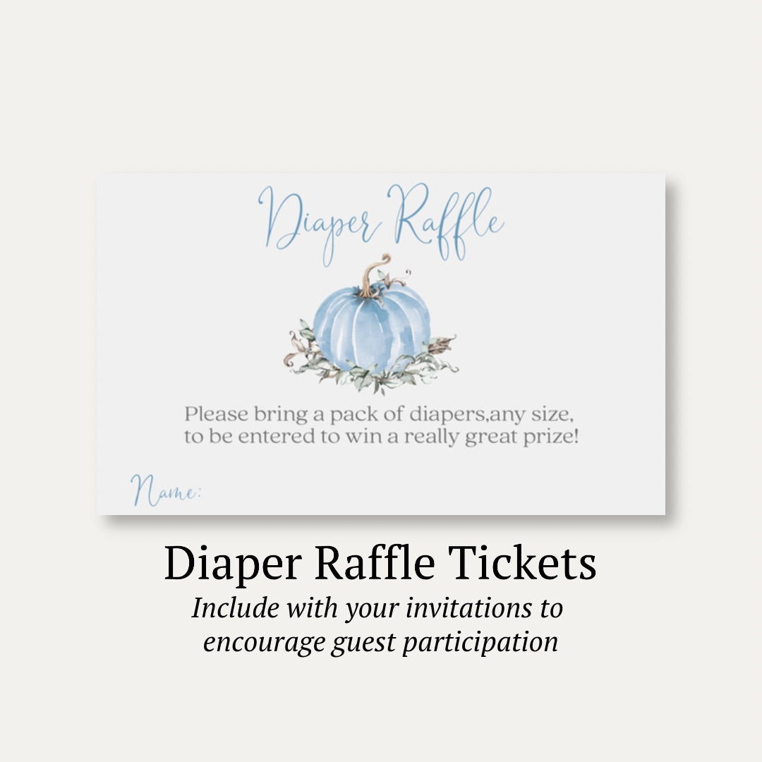 Painted Pumpkin Blue Diaper Raffle Ticket