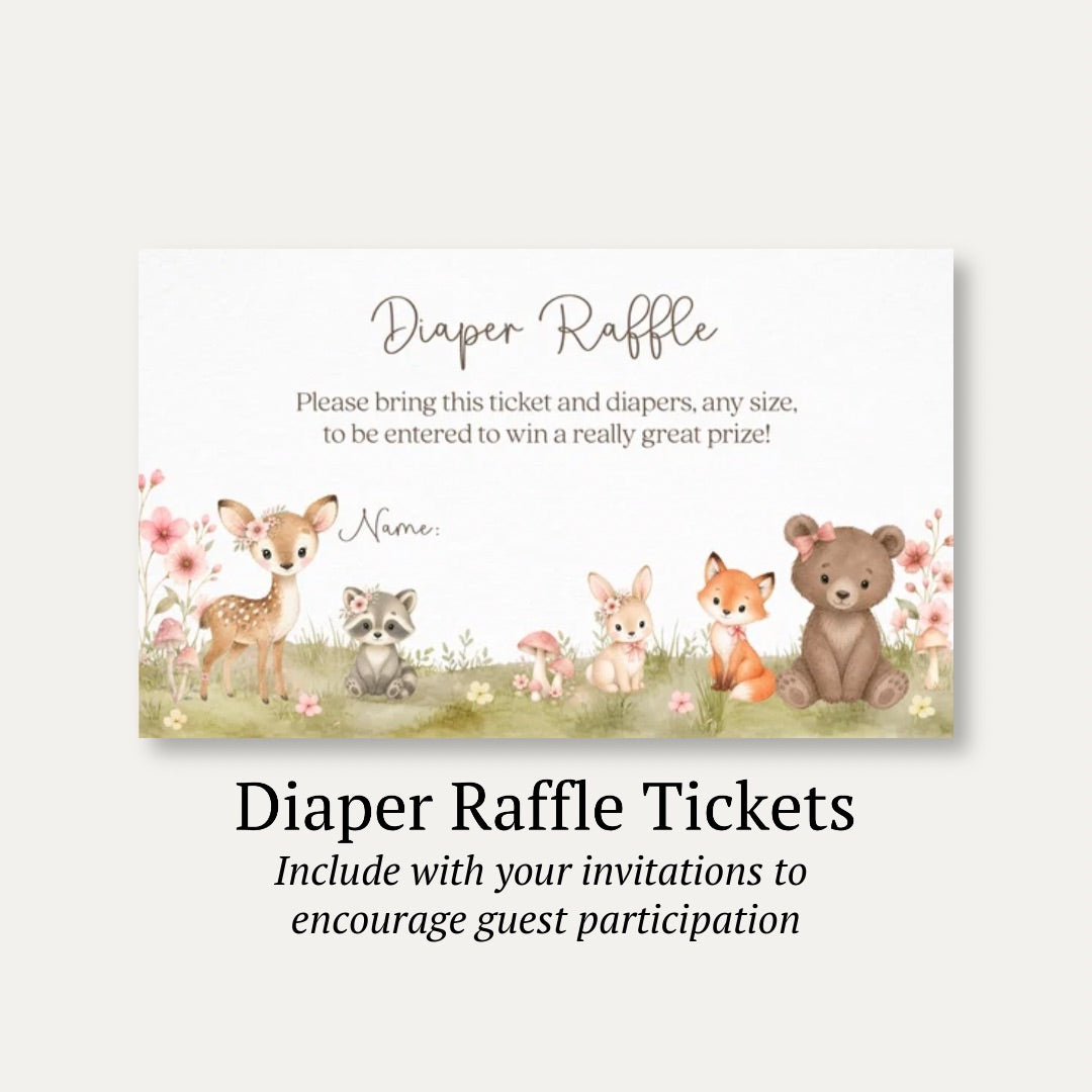 Boho Woodland Diaper Raffle Ticket