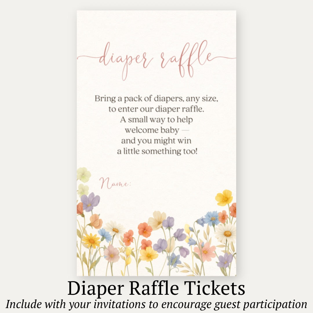 Wildflower Baby Diaper Raffle Ticket
