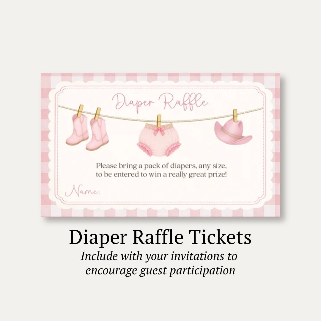 Cowgirl Baby Diaper Raffle Ticket