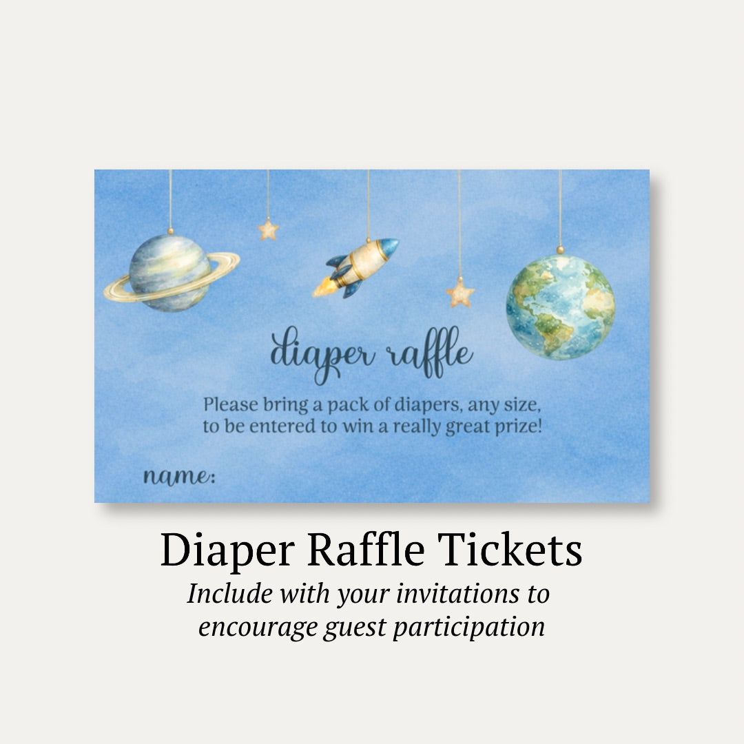 Space Baby Diaper Raffle Ticket