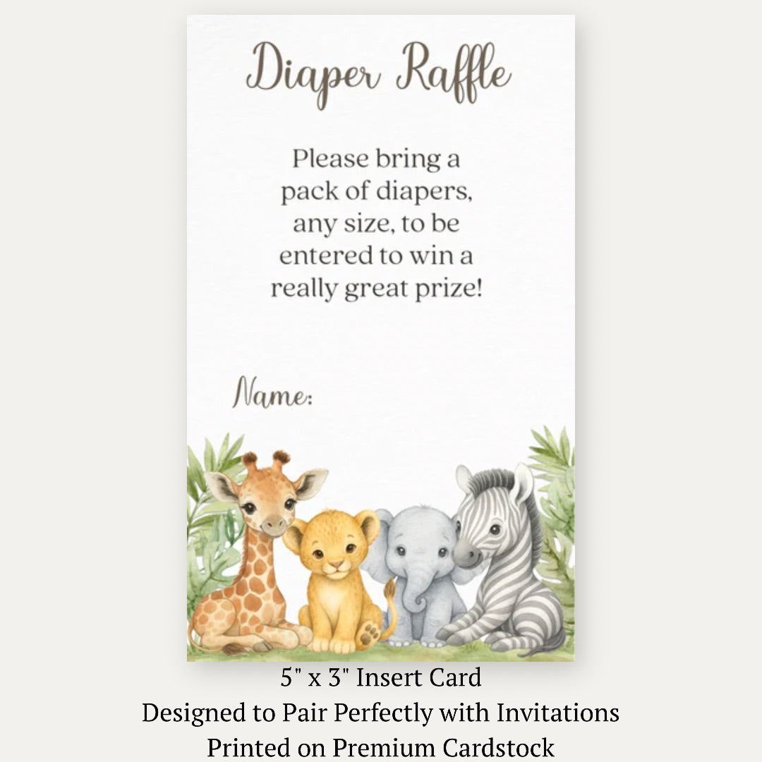 Jungle Safari Diaper Raffle Ticket