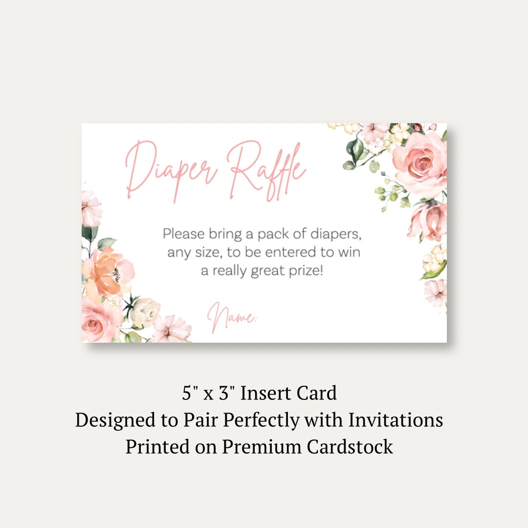 It's A Girl Floral Diaper Raffle Ticket