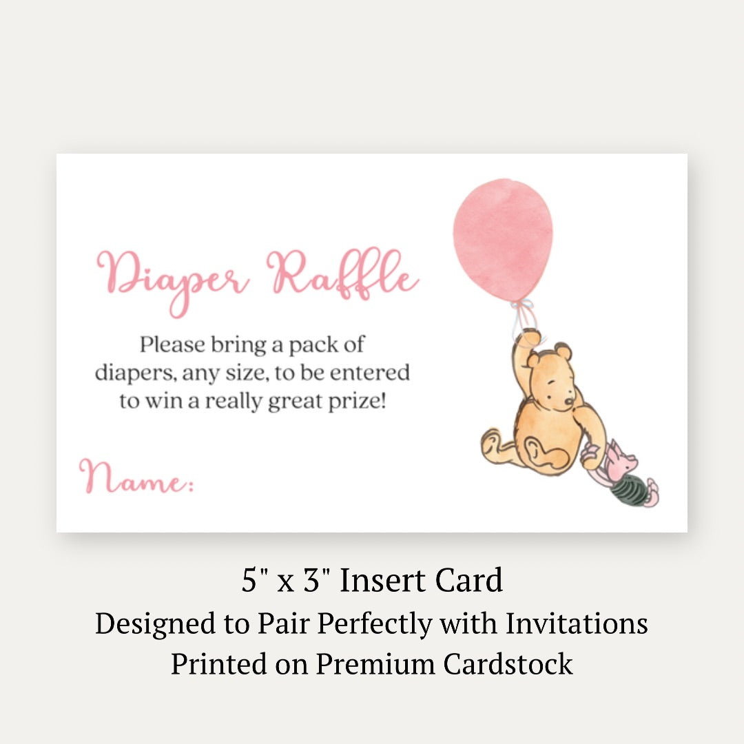 Winnie The Pooh Pink Balloon Diaper Raffle Ticket