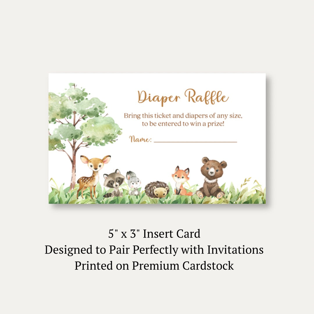 Forest Friends Diaper Raffle Ticket