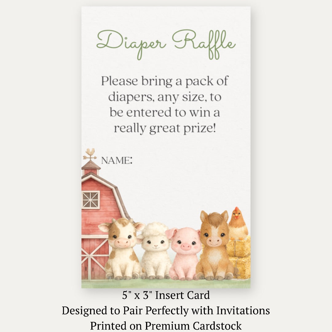 Barnyard Baby Diaper Raffle Ticket