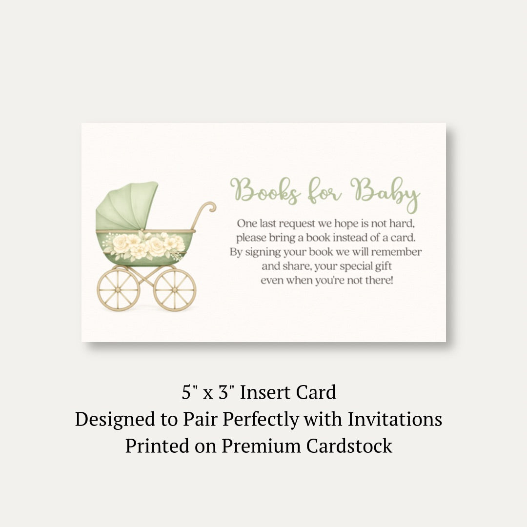 Vintage Sage & Ivory Carriage Bring A Book Card
