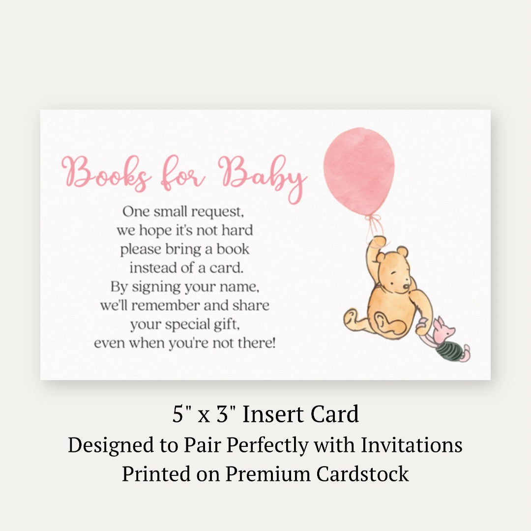 Winnie The Pooh Pink Balloon Bring a Book Card