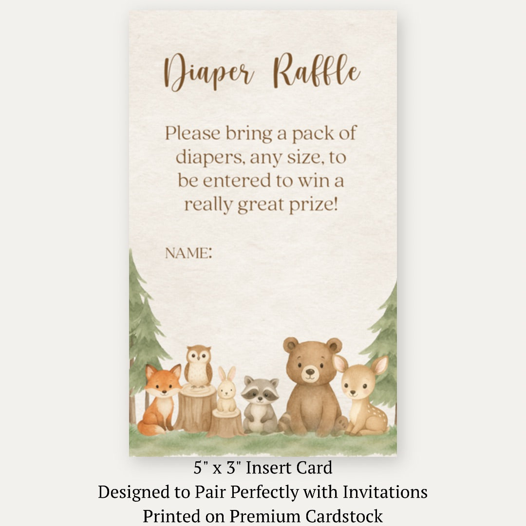Woodland Animals Diaper Raffle Ticket