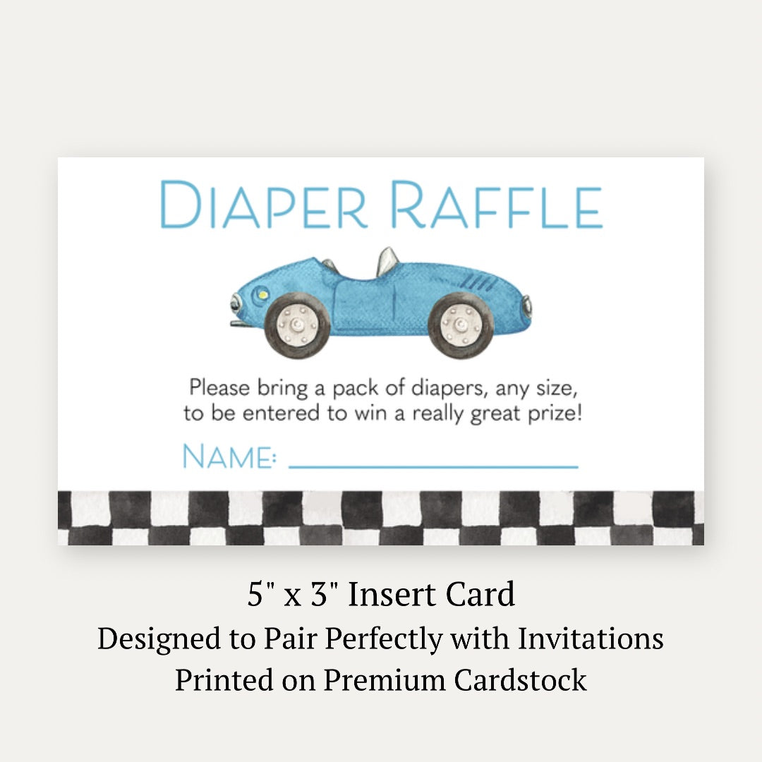 Race Car Baby Diaper Raffle Ticket