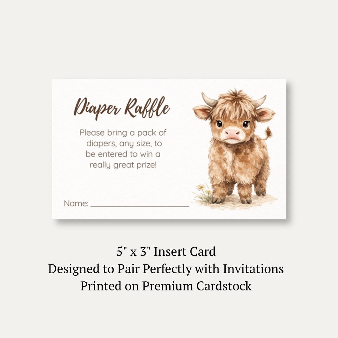Highland Cow Diaper Raffle Ticket