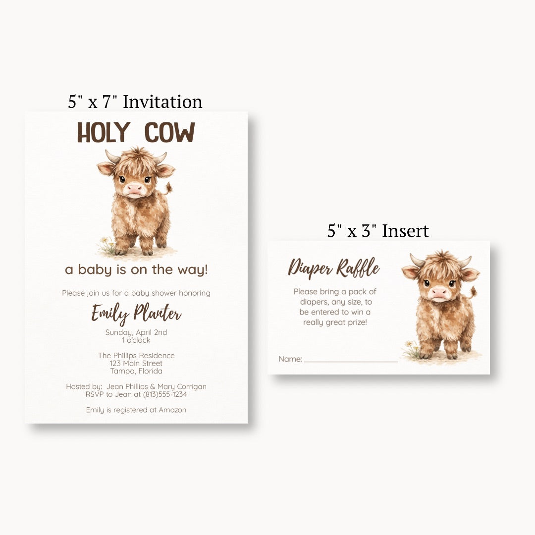 Highland Cow Diaper Raffle Ticket