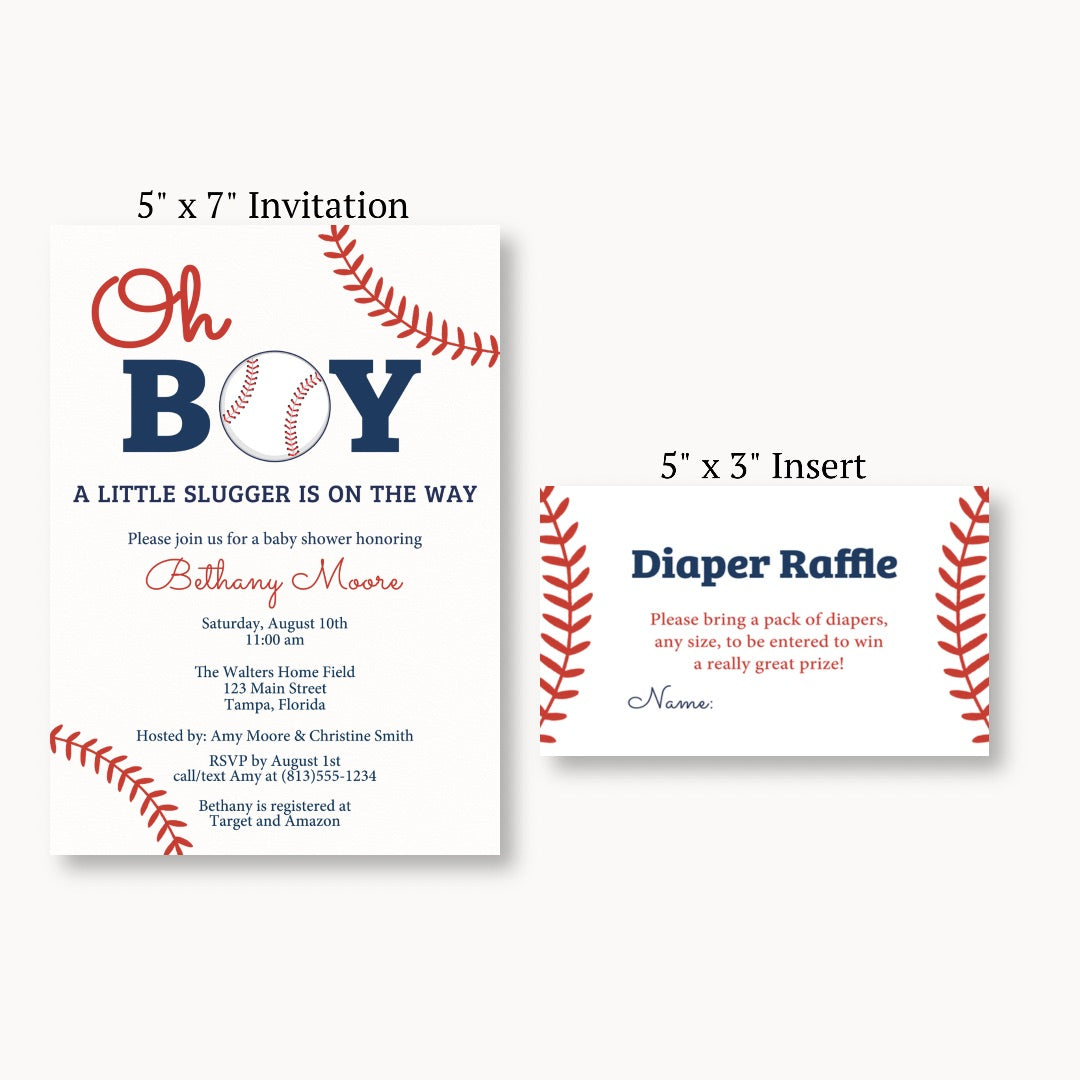 Baseball Baby Diaper Raffle Ticket