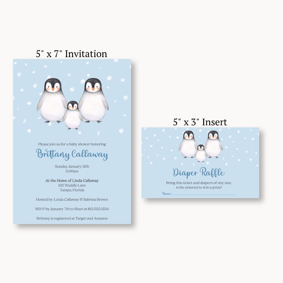 Penguin Diaper Raffle Ticket