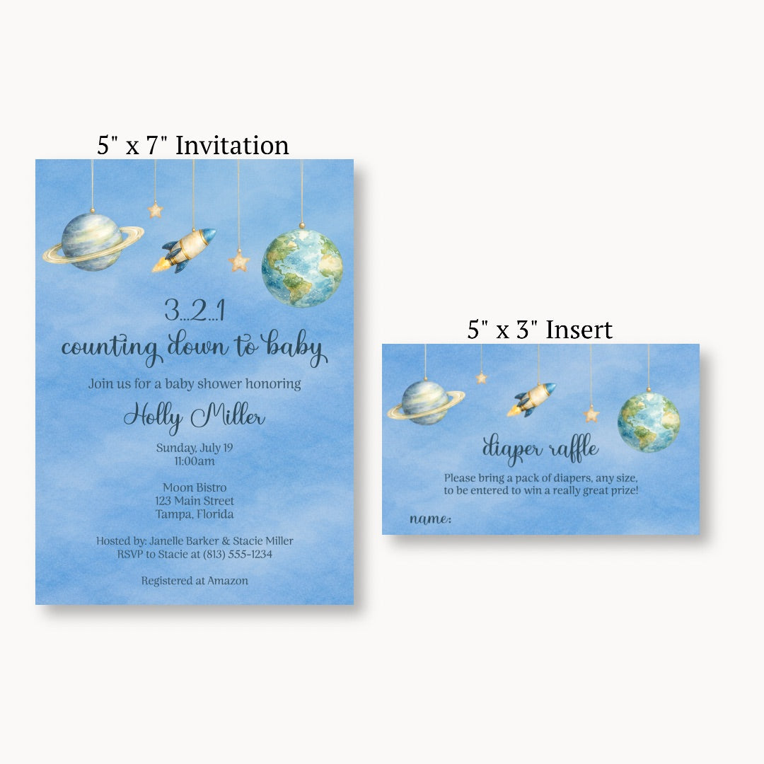 Space Baby Diaper Raffle Ticket